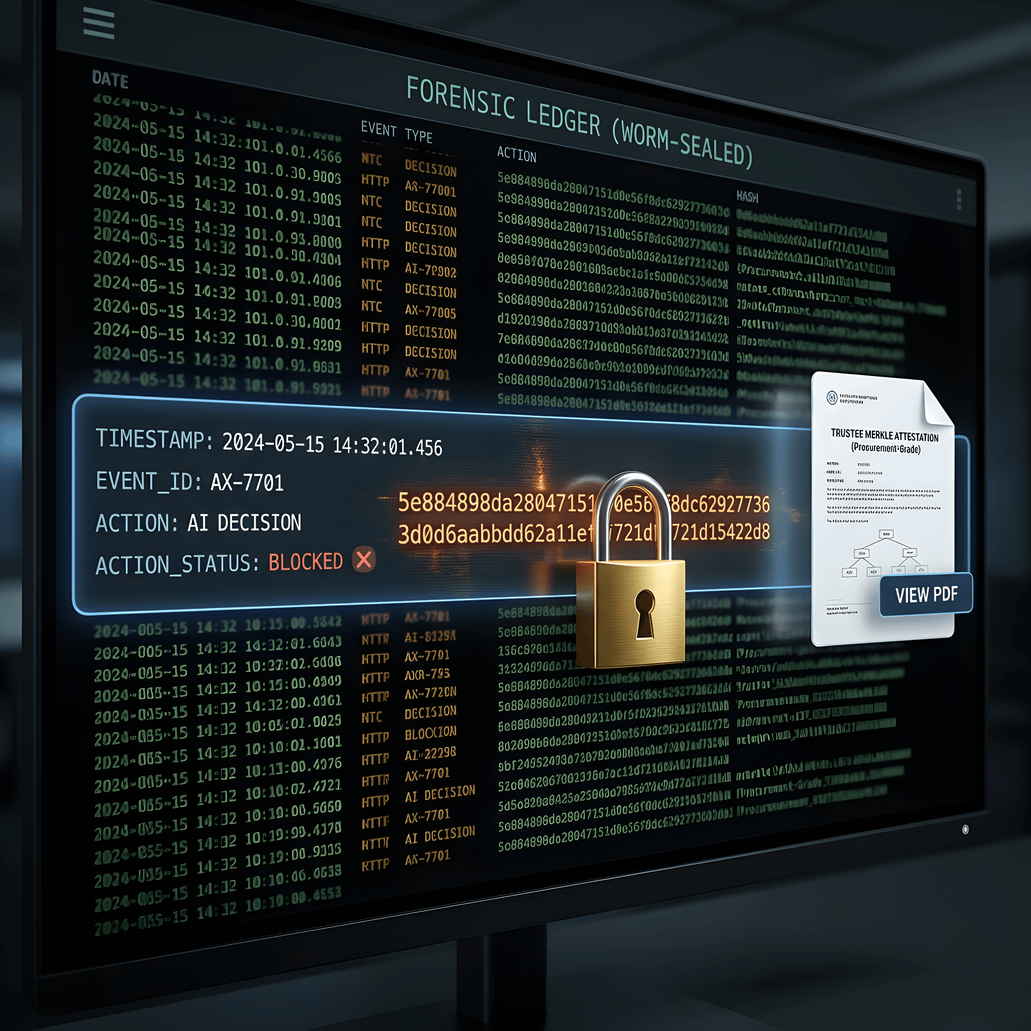 Forensic ledger — sealed evidence chain